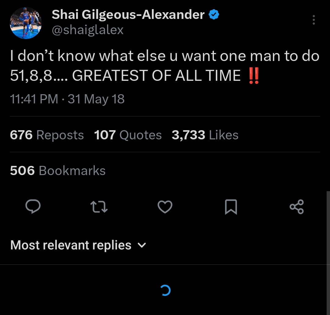 RussFcb's tweet photo. Shai deleted this tweet 😭 he actually opened the app https://t.co/9nstCr2mCq