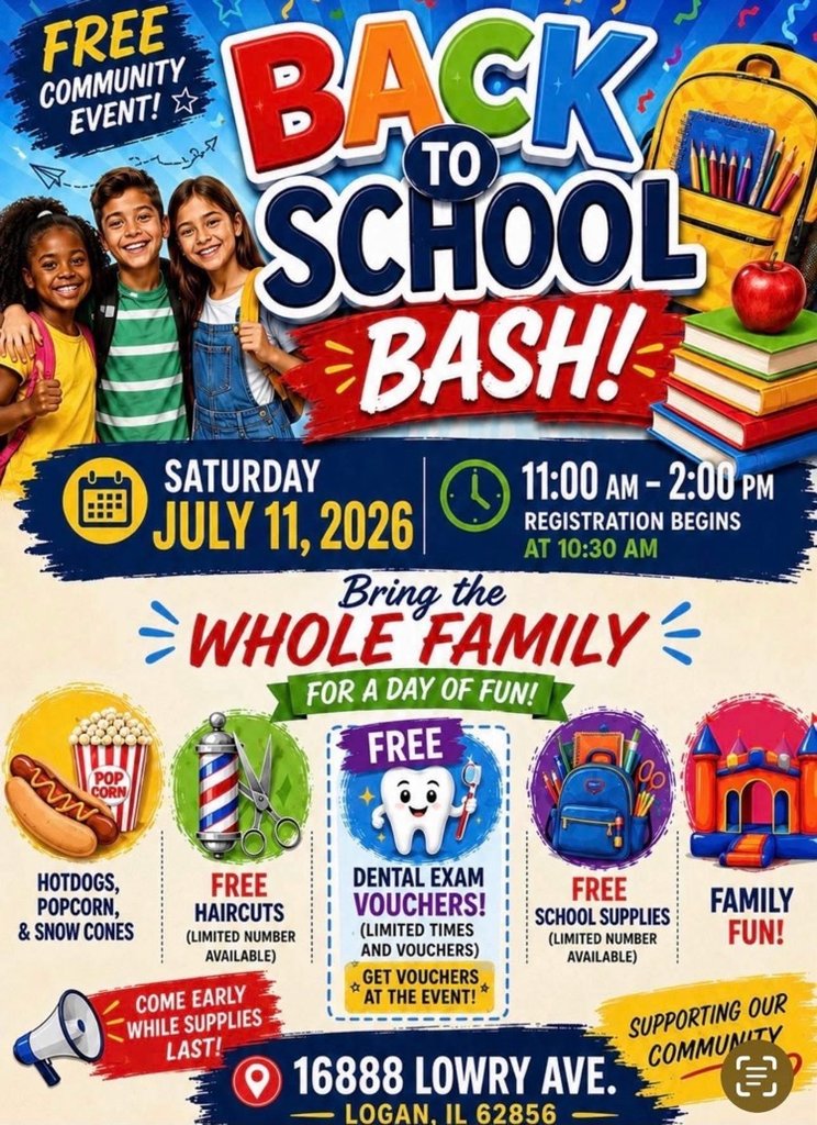 174Schools's tweet photo. Logan Church of God is having a Back to School Bash this SATURDAY!!! 
11am-2pm
Registration begins at 10:30am 

Please see the attached flyer for more details!! https://t.co/BVvCQ7WNWD