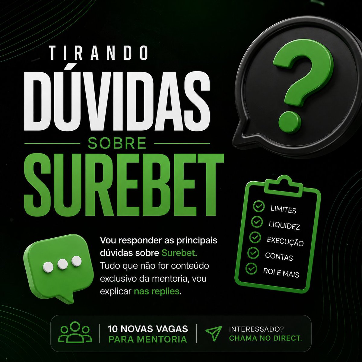 russoarb's tweet photo. 🚨 POST PARA TIRAR DÚVIDAS E ABRINDO 10 VAGAS PARA MENTORIA

Recebo muitas perguntas sobre Surebet, então vou concentrar tudo neste post.

Tem dúvida sobre limites, liquidez, stake, contas, velocidade de execução, ROI, volume ou qualquer outro assunto? Comenta aqui.

📩 Se quiser uma das 10 vagas, me chama no direct.