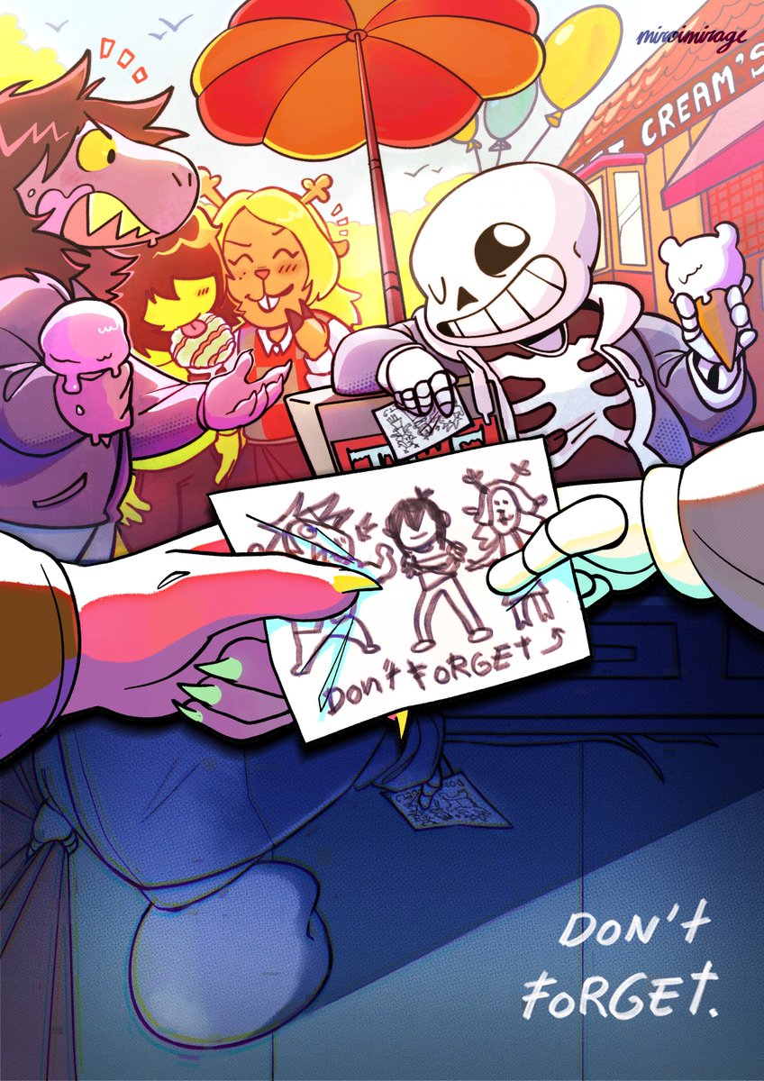 miroimirage's tweet photo. * It's a poorly drawn picture of three smiling people. Written on it...
#deltarune #deltarunespoilers https://t.co/DoglEKKa4u