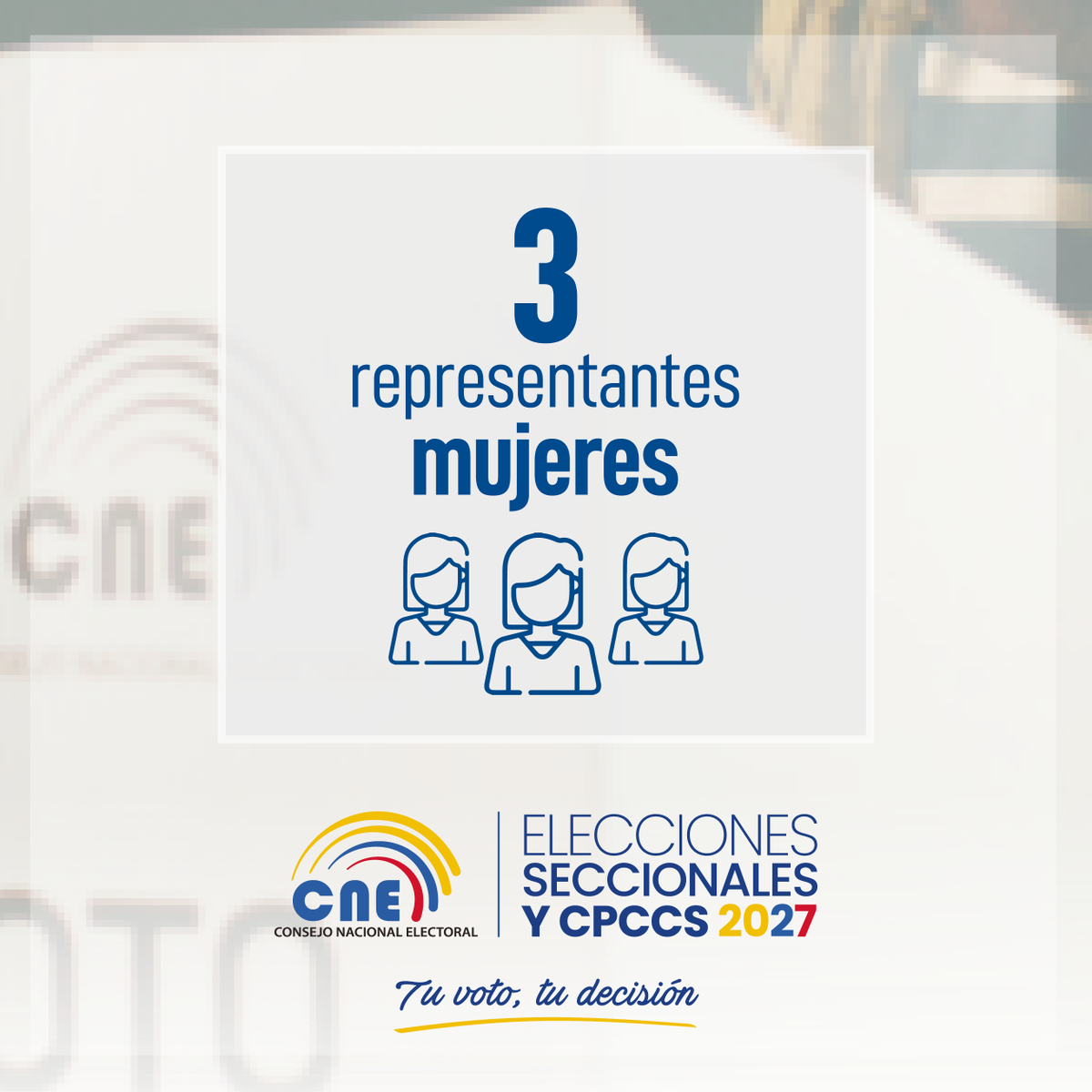 EmbajadaEcuPan's tweet photo. 🇪🇨🌐 ¡Desde donde te encuentres, tu participación fortalece la democracia del #Ecuador!

➡️ El domingo 2⃣9⃣de noviembre elegirás 7⃣ autoridades en la #ElecciónCPCCS2027.
➡️ Conoce toda la información en los canales oficiales del Consejo Nacional Electoral.
¡Tu voto, tu decisión! https://t.co/Zcg6gDynfV