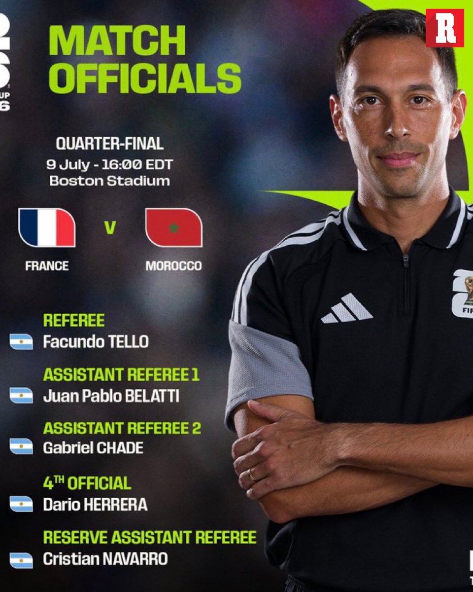 record_mexico's tweet photo. ¡HISTÓRICO ARBITRAJE! 😳🇦🇷🔥

Por primera vez en la historia de la Copa del Mundo, los cinco oficiales de un mismo país dirigirán un partido.

La terna arbitral argentina impartirá justicia en el Francia vs Marruecos. https://t.co/GVwBaNRkQw