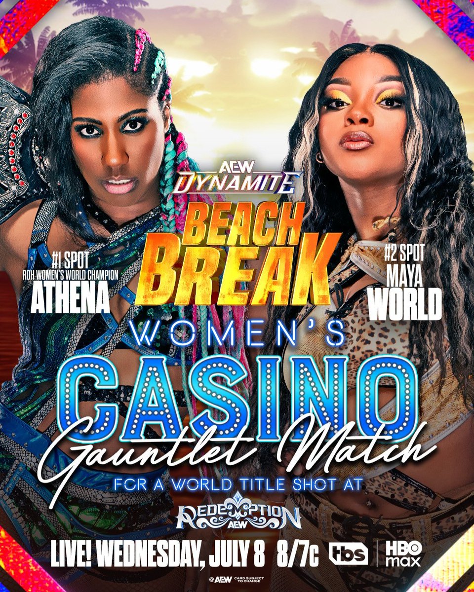 AEWonTV's tweet photo. Beach Break is BACK as #AEWDynamite brings you one of the biggest cards of 2026 headlined by an AEW World Title clash between MJF and Kenny Omega!

Will Omega reclaim the throne or will he never challenge for the Title again?

#AEWDynamite is LIVE this Wednesday at 8/7c on TBS and HBO Max