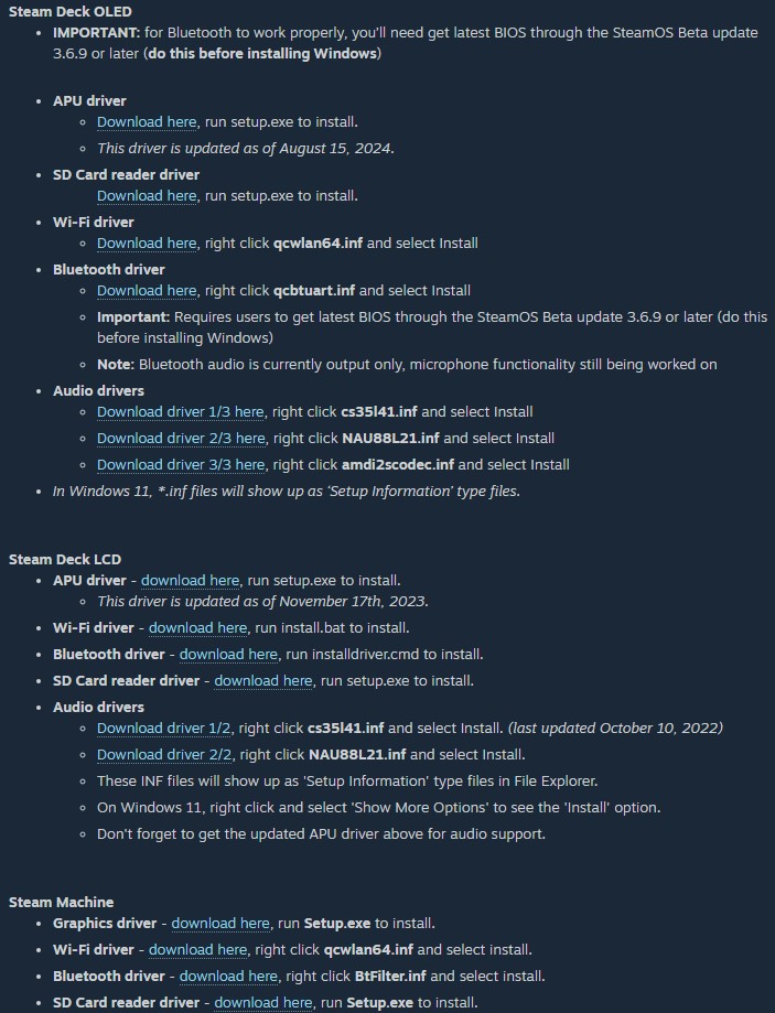 GHOS7S7ALKER's tweet photo. Steam Hardware - Windows Resources...

Installing Windows on Steam Devices:

If you're installing Windows, you will need a few additional drivers.

 Links to these, along with notes, can be found below.
https://t.co/nZnCnnnMKm https://t.co/gZFjD0tHov