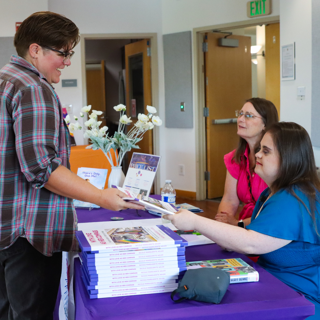 SMCLibraries's tweet photo. Thank you to disability advocate Nicole Adler for joining us this morning at San Carlos Library! Her book, "With Love As Her Compass" is available for checkout at San Mateo County Libraries. 📖

For more Disability Pride Month programming, visit https://t.co/zNuCuwRK6O https://t.co/c3ESTRy9Zx
