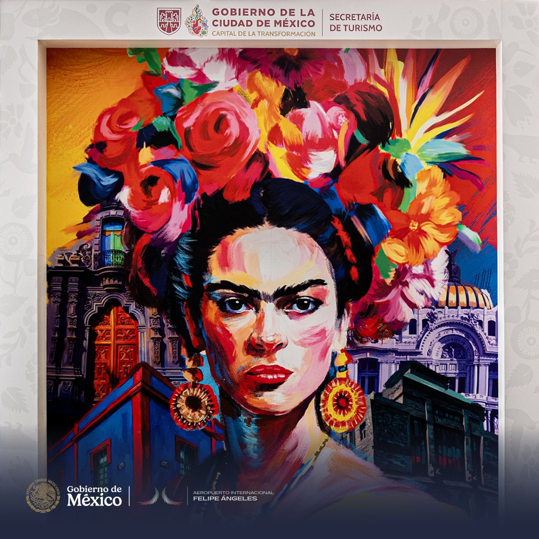 aifaaero's tweet photo. 🎨 ¡El arte llega al AIFA! Con el objetivo de acercar la cultura a nuestros pasajeros, hoy inauguramos una ilustración de #FridaKahlo en la zona de reclamo de equipaje.

Agradecemos el acompañamiento en este corte de listón a las autoridades de la @SECTUR_CDMX, del Instituto de Promoción Turística, de la @SECTUR_mx Federal, de la @SECTURHidalgo y a nuestro Director General. ✈️🇲🇽