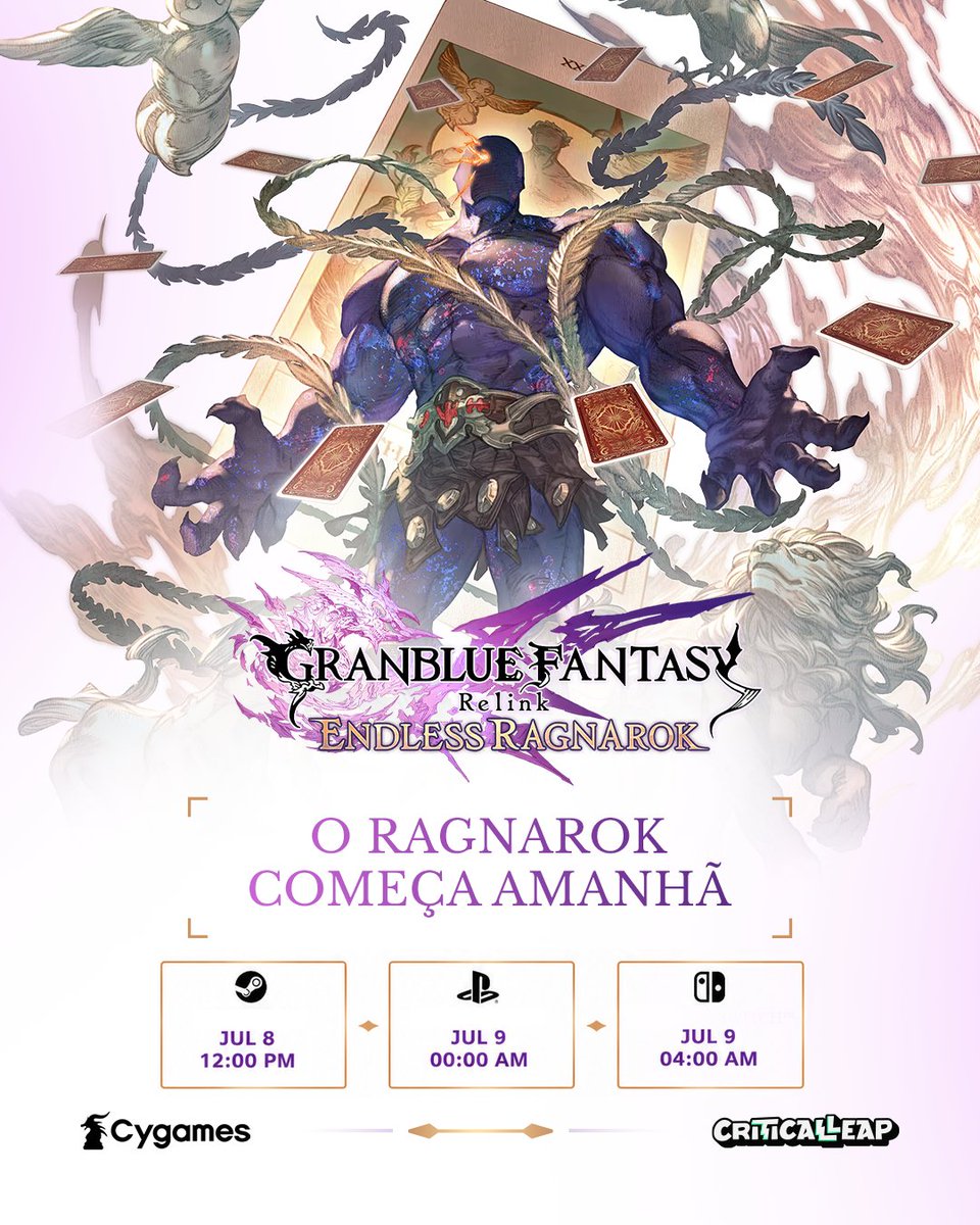 gbf_brasil's tweet photo. É amanhã. 💫

Prepare sua equipe, confira o horário da sua plataforma e esteja pronto para embarcar em Endless Ragnarok. 👇 https://t.co/V93xdhNFlC