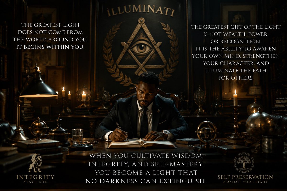 THAEDLIGHT's tweet photo. The greatest light does not come from the world around you. It begins within you.

The greatest gift of the Light is not wealth, power, or recognition. It is the ability to awaken your own mind, strengthen your character, and illuminate the path for others.

When you cultivate wisdom, integrity, and self mastery, you become a light that no darkness can extinguish.
#ILLUMINATI