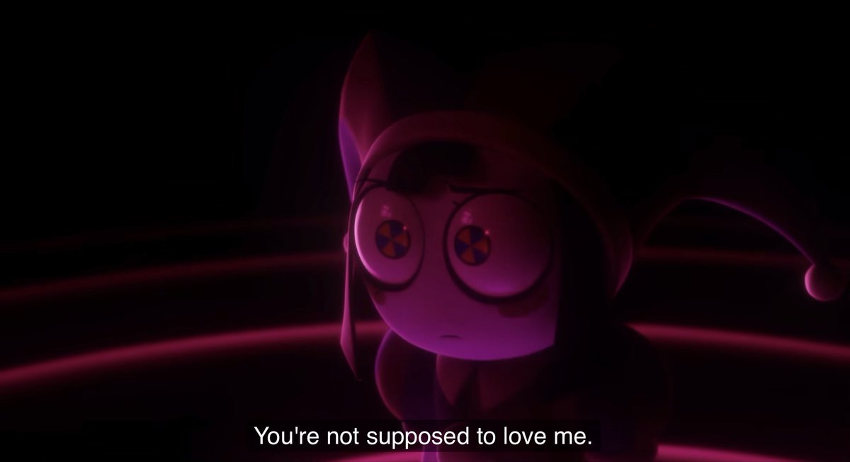 BISEXUALPOMNI's tweet photo. "you're not supposed to love me" jax says as pomni shows love and awe even after the abstraction https://t.co/hfU7FxX0Rc