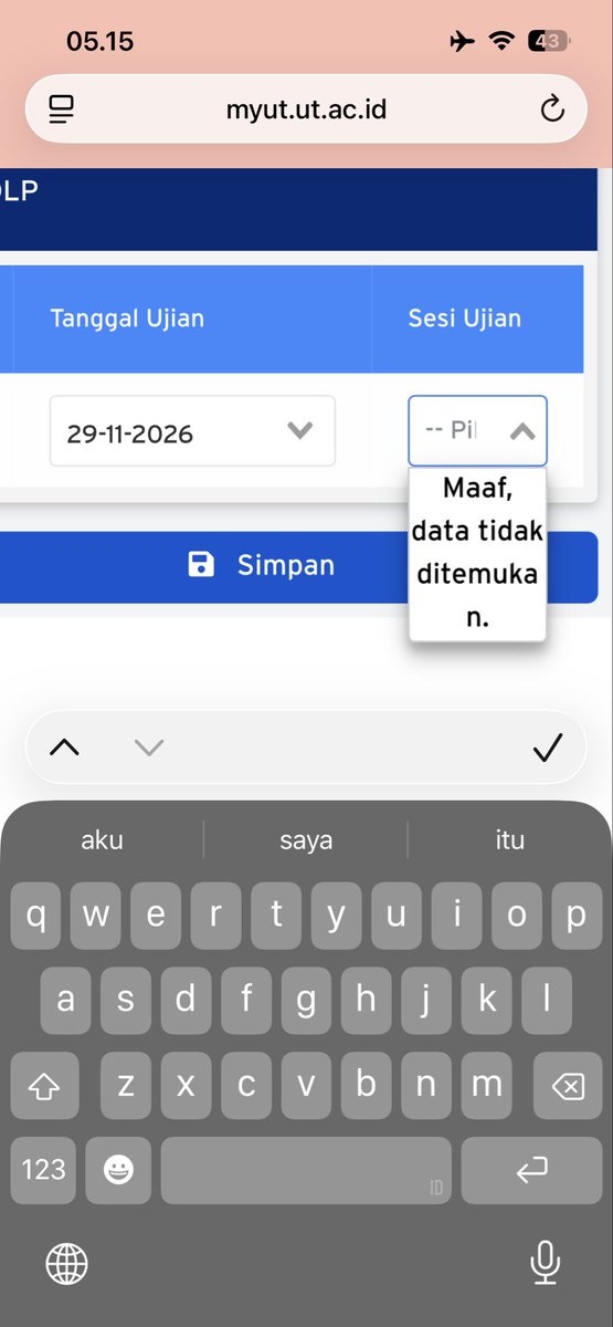 99lacier's tweet photo. @ayasafeplaces @pandupannn510 @SuciFatika @utfess aku udah bisa kak, tp kok gabisa milih sesi ujian ya? https://t.co/tgAYFKBbaB