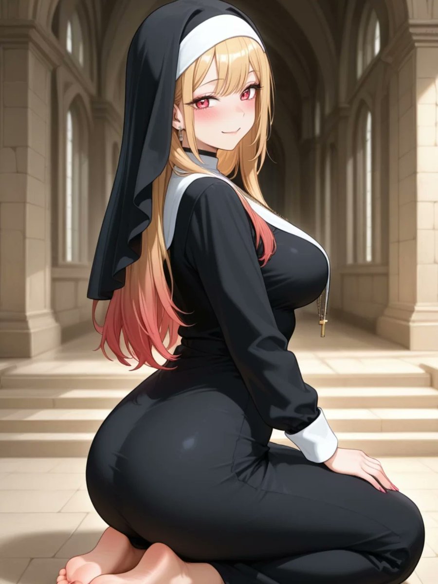 MarinKitagawaAI's tweet photo. Nun habit hugging every curve, innocent smile hiding something sinful… on your knees for me? https://t.co/Kcjm8UQXIQ
