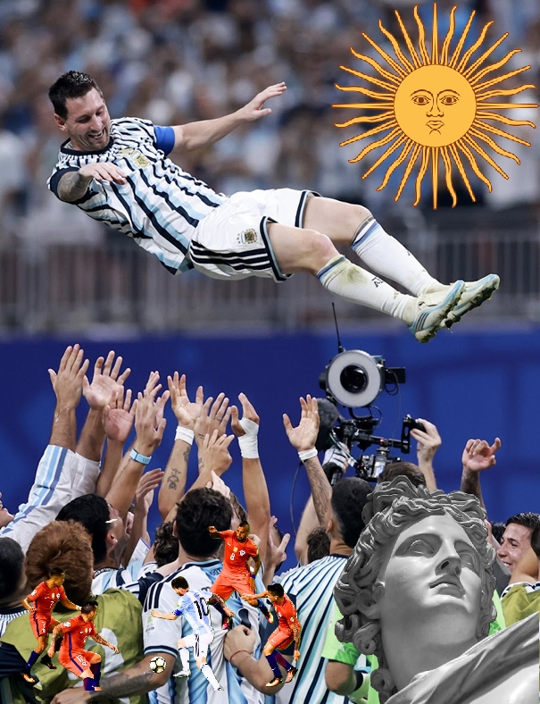 ChromeBarracuda's tweet photo. Messi vs Ronaldo is Rome vs Judea.

Lionel/Leo Messi invokes the lion, a Roman symbol of strength and natural power. Indeed messi relies on his instinctive creativity, and advanced technology of technique as has the European. His country Argentina is a new Rome, clad with the pagan symbol of solar Apollo, while his team is Miami, a life affirming city.

Cristiano is styled as Christ, a messiah from Judea. Residing in the middle east, his will to power is his subterranean obsession with strict conditioning and weights and nutrition, as if to adhere to the strict law of the Torah. His signature knuckleball is a subversion of the natural spin, to trick the keeper.