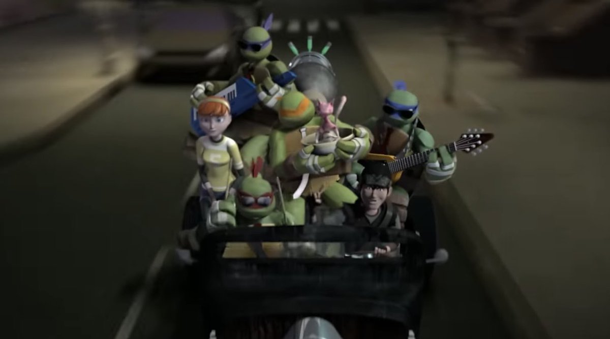 LeoHntr2's tweet photo. I’m fully convinced that the 2012 turtles are gorillaz in an alternate universe https://t.co/lAl0ZmxyXT