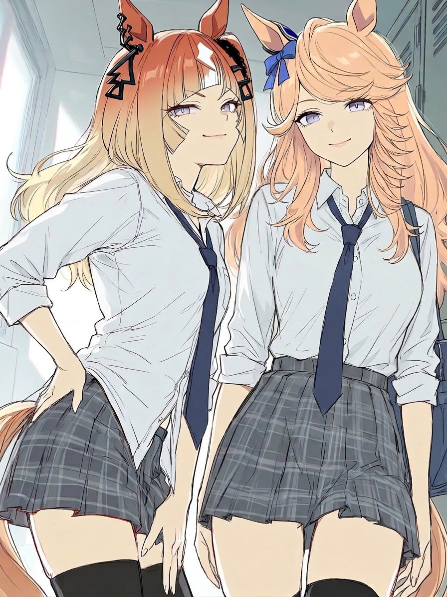 heiissio's tweet photo. ギャル勢の先輩と後輩
 #umamusume
 #エスポワールシチー  #ゴールドシチー https://t.co/ZpHAlhC8hU