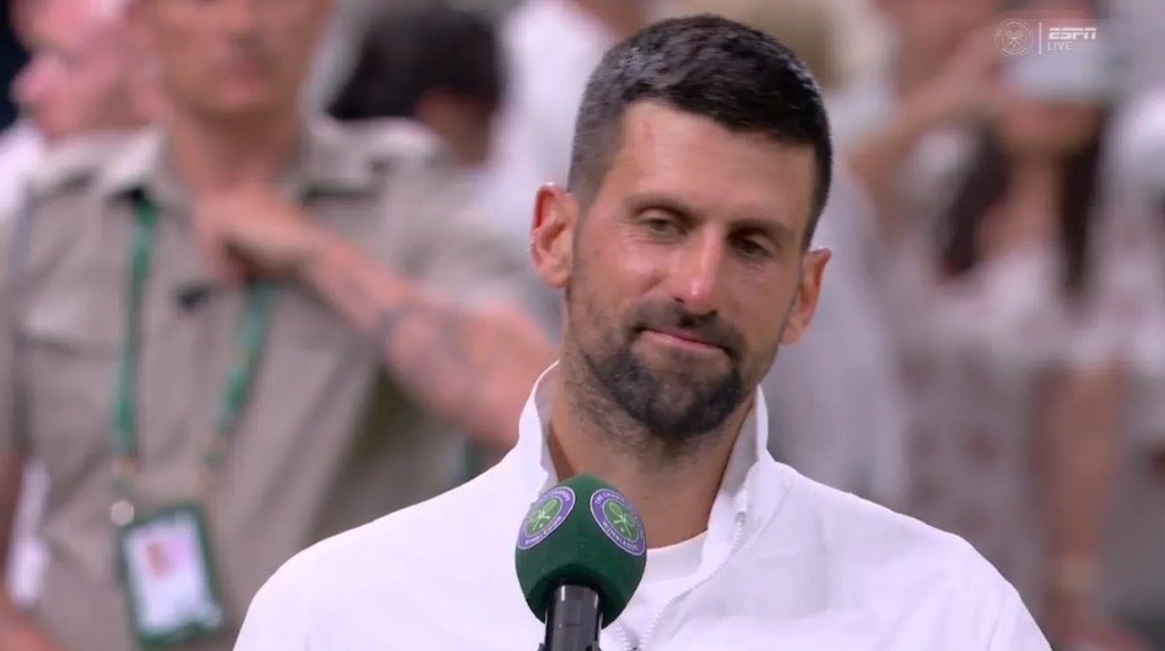 PopBase's tweet photo. Novak Djokovic advances to the #Wimbledon semi-finals after outlasting Felix Auger-Aliassime in the longest quarter-final of all time. 

The match lasted over 5 hours. https://t.co/AnAFXb2jdA