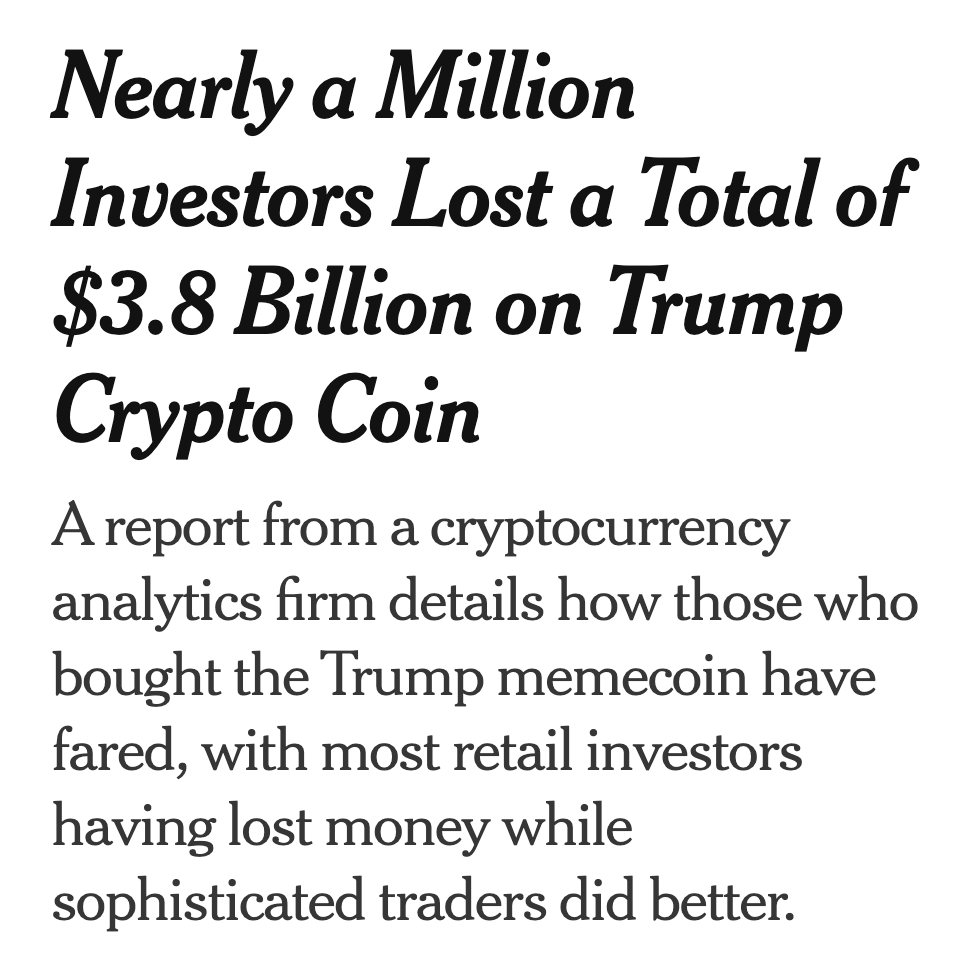 SenWarren's tweet photo. Any crypto legislation that does not stop Donald Trump and his family from continuing to profit off of crypto is failing the American people. https://t.co/MEbEI2bPum