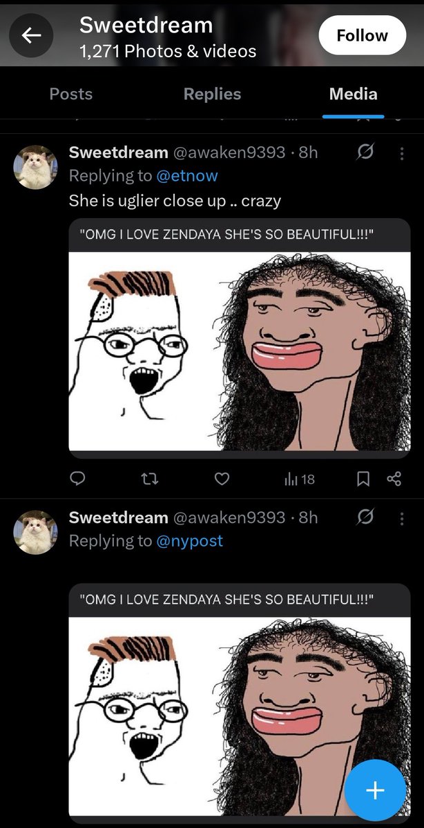 galactayuhh's tweet photo. @awaken9393 @TheCinesthetic One of this days you will be forced to get a job and get a life and move out of your mother's basement and stop being a washed up internet troll. You arent funny using wojacks from 2022. Grow up pig https://t.co/LH7jJuygMM