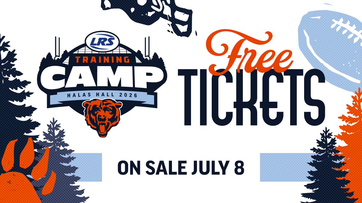 ChicagoBears's tweet photo. REMINDER 🚨

Limited tickets for 2026 LRS Training Camp become available tomorrow at 10 a.m. CT.