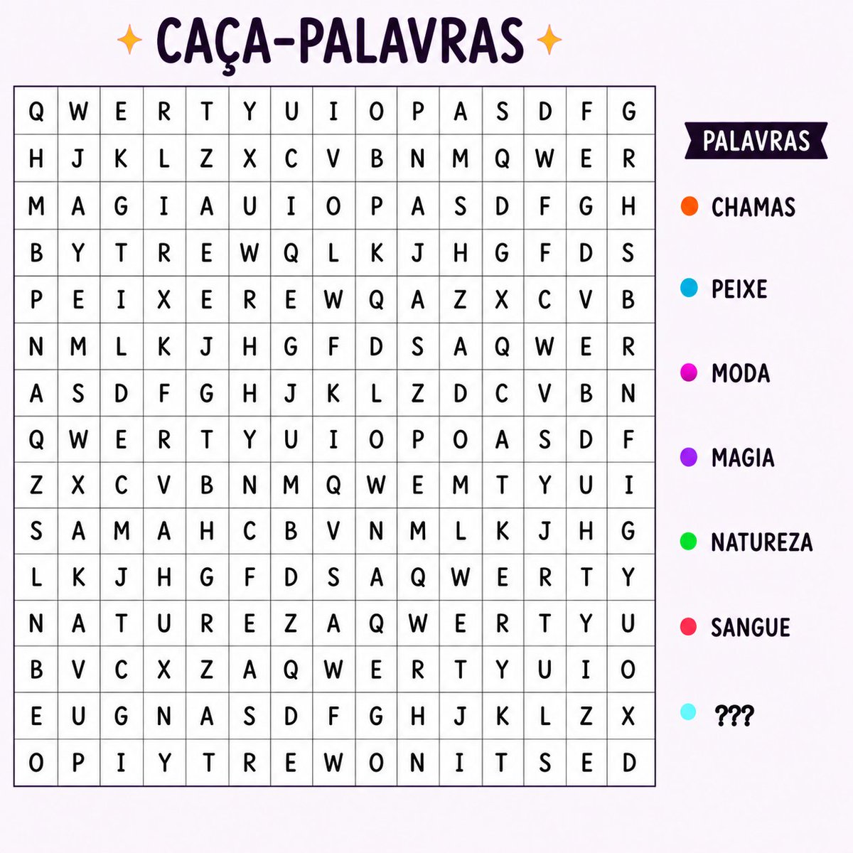 MStudius's tweet photo. Caça palavras!! 
A palavra secreta te dará interação com qualquer personagem que quiser.
Só será permitido uma interação por pessoa então se você achar uma palavra já manda! 

Estão na:
horizontal

Vertical de cima pra baixo 

De trás pra frente. https://t.co/qmumPzdkHH