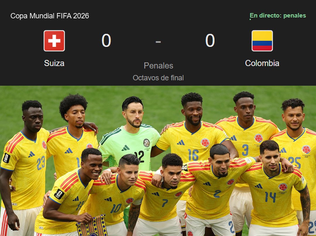 SVargasOK's tweet photo. 🚨🇨🇴 La Selección Colombia eliminada del Mundial 2026, por penales y ante Suiza.

⚠️ Se vuelve a repetir lo sucedido en Rusia 2018... https://t.co/ww3ffkjH75