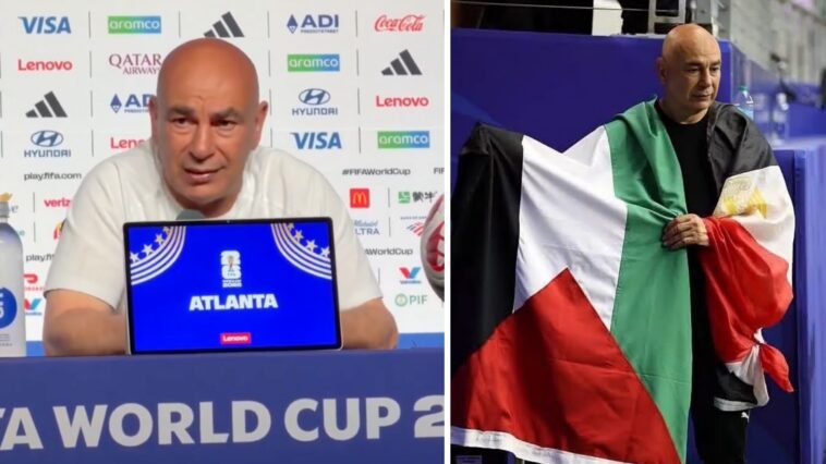 Abigail_M2050's tweet photo. Egypt may not have won, but they stood up for humanity:

Let the Palestinian People Live” – Egypt’s Coach Uses World Cup Stage to Make Powerful Plea for Palestine

https://t.co/RrZ6b32mnV https://t.co/97NC2y0cDE