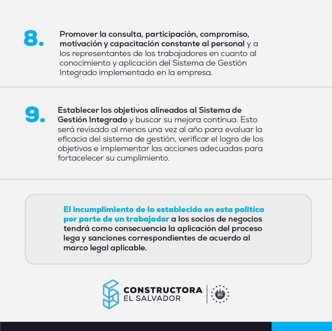 ConstructoraSV's tweet photo. Comprometidos con la mejora continua. ✅

A través de nuestro Sistema Integrado de Planificación y Gestión, fortalecemos la calidad de nuestros servicios, la seguridad ocupacional y una política de cero tolerancia al soborno. 📌 https://t.co/MG8lLzXlWk