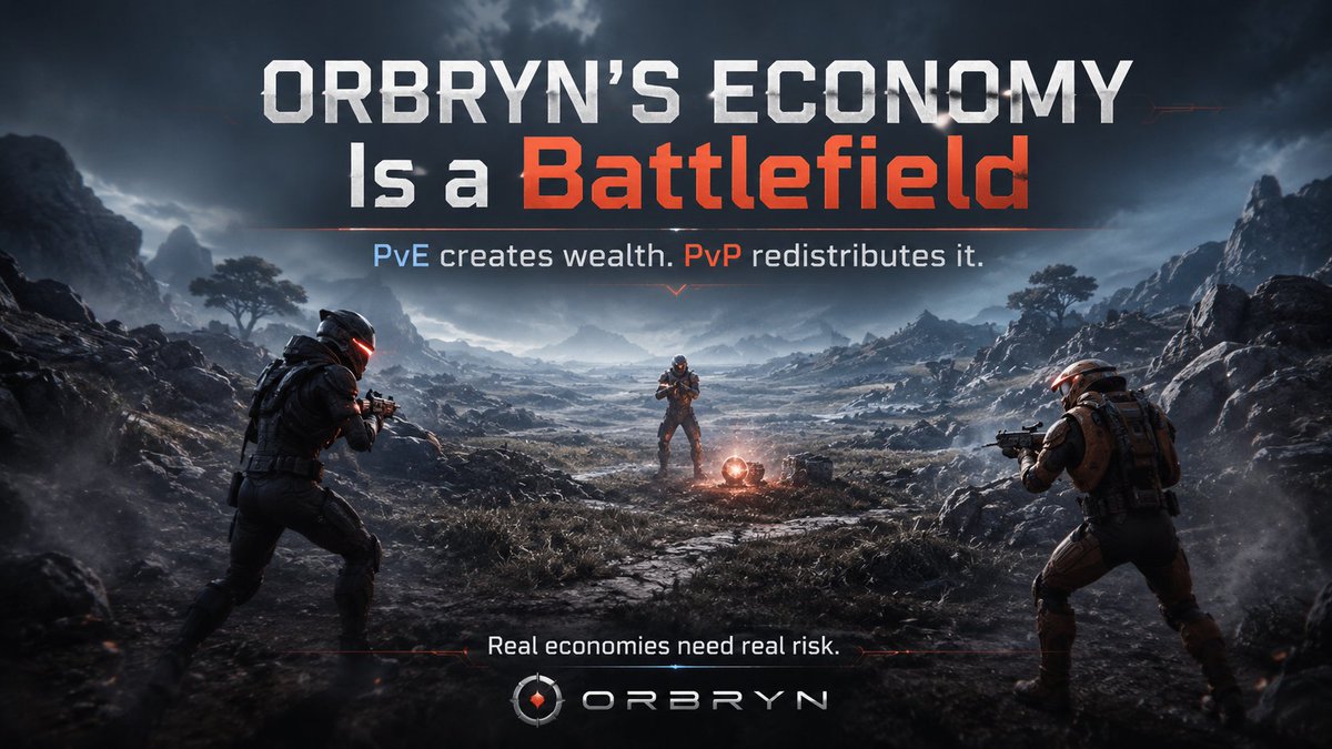 Orbrynmmo's tweet photo. Most game economies are savings accounts. ORBryn's is a battlefield.

PvE creates wealth. PvP redistributes it. Both sides earn true upside — so staying rich means defending it, not logging off.

I'm a PvP fanatic at heart, so trust the risk is worth it. Real economies need real risk.

And this is just the early game. Wait for the long game.

#pvp #pve #mmorpg #ranked #survival #wilderness