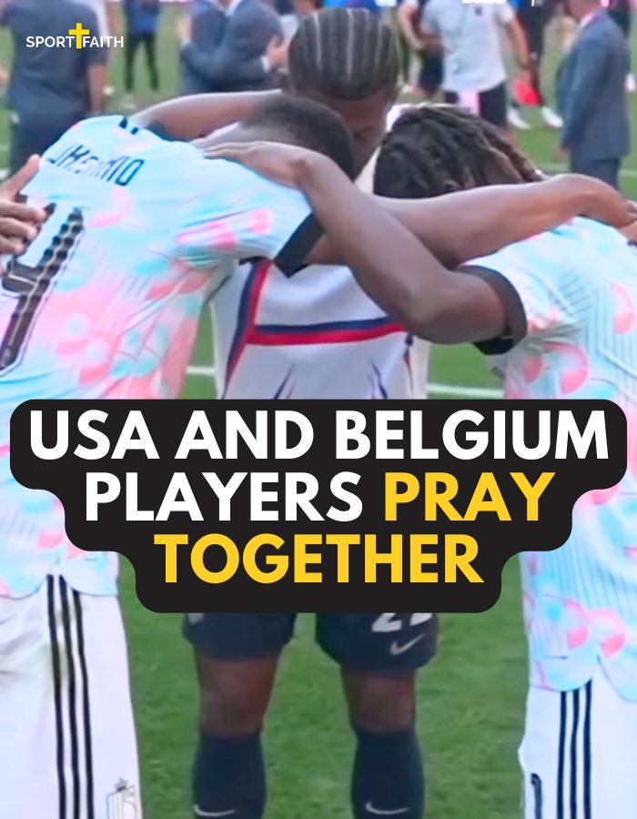sportandfaith's tweet photo. USA and Belgium players prayed together after their World Cup knockout match. 🙏

The players involved were USA's Mark McKenzie and Belgium's Jeremy Doku and Dodi Lukébakio.

Beautiful to see! 🇺🇲🇧🇪

#worldcup #usa #belgium https://t.co/J4MIM6N3v7