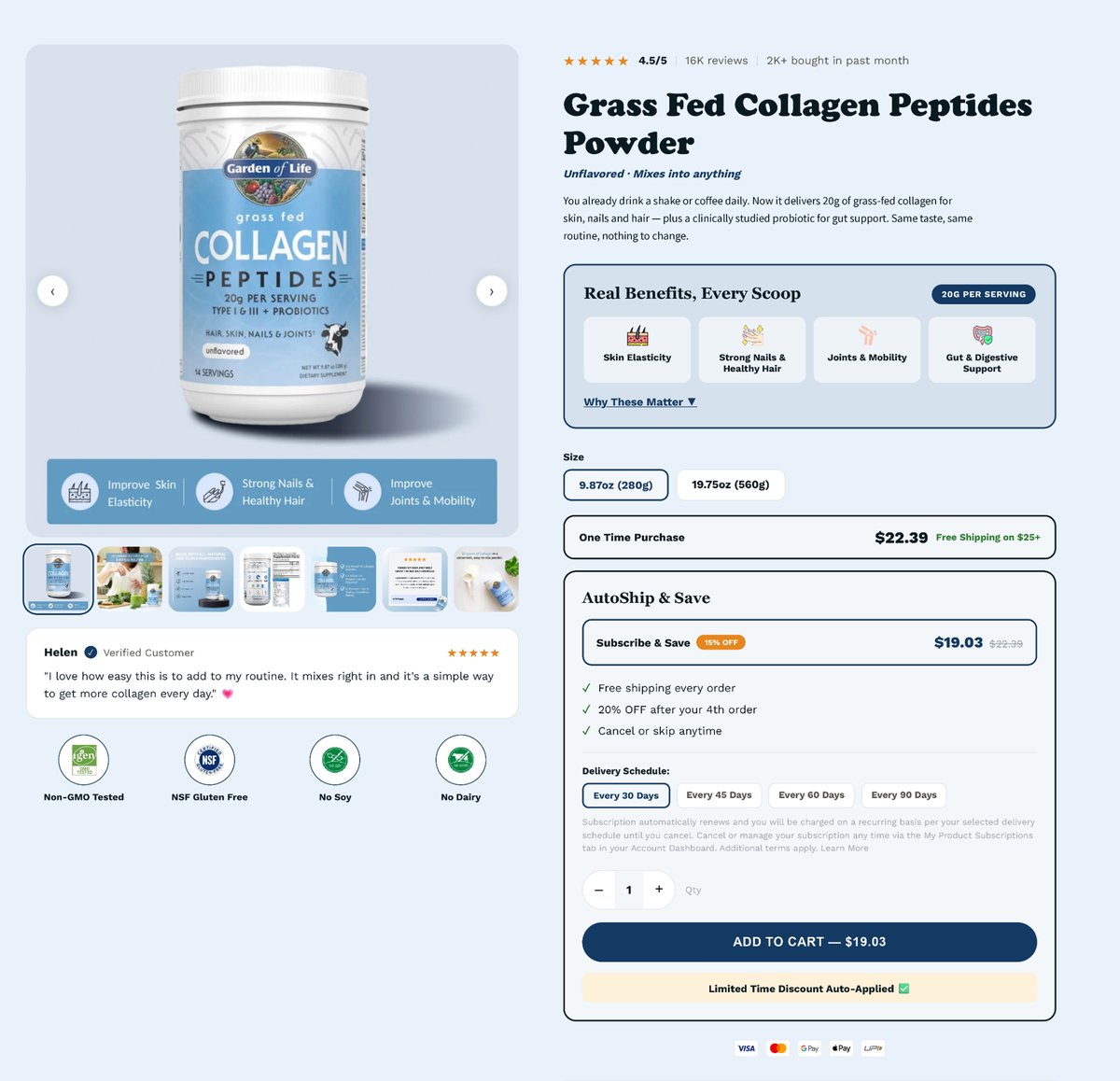 TallapawanGoud's tweet photo. This PDP doesn't sell collagen.

It sells a better version of your existing morning routine.
Here's how the rebuild works 👇

☕ You already drink a shake or coffee daily
💊 Now it delivers 20g of grass-fed collagen
✨ Same taste, same routine, nothing to change

The smartest CRO move?
Attach the product to a habit the customer already has.
Then stack the value:
⭐ 16K reviews above the fold
📦 Subscription made the hero with price anchoring
💬 Customer quote sitting right next to add to cart
🏅 Trust badges repositioned where eyes actually go

Pro Tip:
Don't ask customers to change their routine.
Slide your product into the one they already have.
That's how you increase CVR, AOV, and LTV. 📈🔥