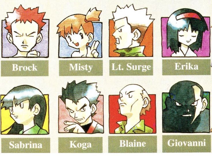 WereInStock's tweet photo. Kanto region Gym Leaders (Brock, Misty, Lt. Surge, Erika, Sabrina, Koga, Blaine, and Giovanni) https://t.co/QPeC4tZg7q