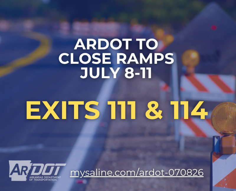 mysalineshelli's tweet photo. ARDOT to close ramps on Exits 111 and 114 from July 8-11. Read more at... https://t.co/Hlrs4DOjcI https://t.co/5tOIKMhNar