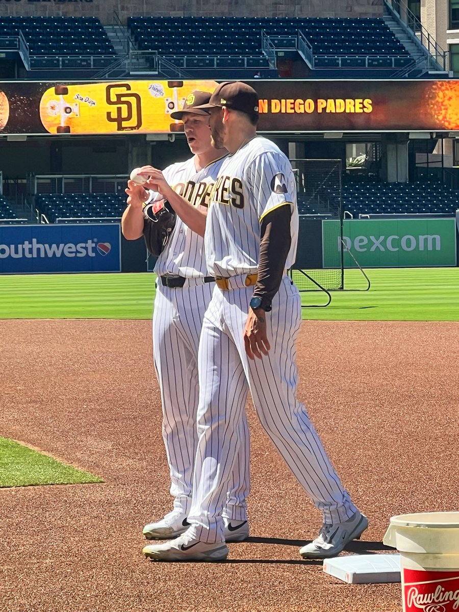 annieheilbrunn's tweet photo. Joe Musgrove threw a bullpen off the mound for the first time today. Only fastballs, at about 80 % strength, but a nice step. Still working a balance between pushing and keeping the arm happy. Pivetta also threw a bullpen (as he’s done a couple times now). Did PFPs too. #Padres https://t.co/n19WFW0SwI