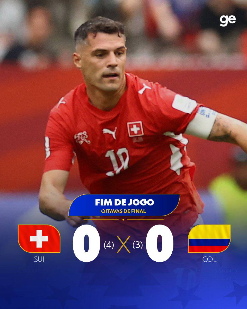 Botecoo2021's tweet photo. 🚨 FIM DE JOGO! 

Suíça derrota Colômbia com vitória decidida nos pênaltis e garante vaga nas quartas de final. 

Colômbia está oficialmente eliminada da Copa 2026. https://t.co/i2KyVF2Yi9