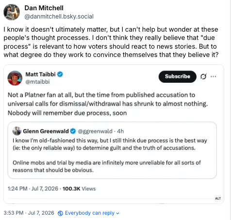 _GreatDelusion's tweet photo. @mtaibbi You people are just incredible. Fascinating, in a tiresome sort of way. But I knew you could be counted on to do this when the subject is rape. 

The degree to which you're willing to abandon your own basic dignity boggles the mind. https://t.co/vxUPgd0rg2