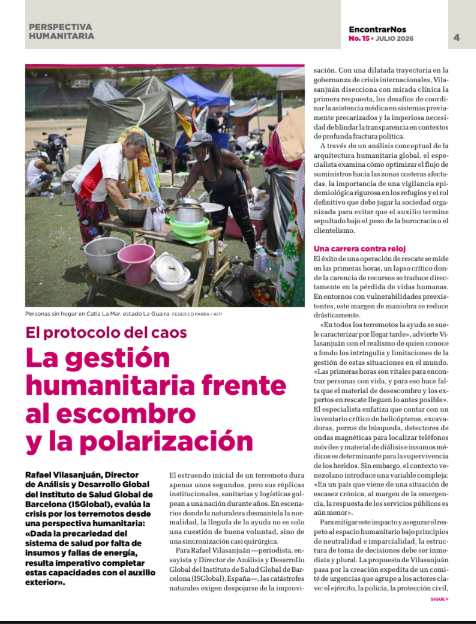ForoCivicoVzla's tweet photo. Rafael Vilasanjuán, Director de Análisis y Desarrollo Global de @ISGLOBALorg: «Dada la precariedad del sistema de salud por falta de insumos y fallas de energía, es imperativo completar estas capacidades con auxilio exterior». Más en #EncontrarNos👉https://t.co/ZLbLJy9BTv https://t.co/cFvHh8APjW