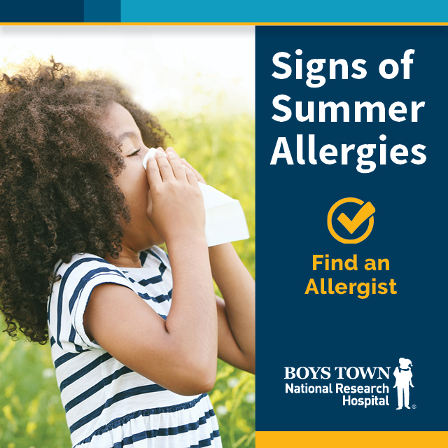 BoysTownHosp's tweet photo. Is your child struggling with summer allergies? Boys Town is here to help. Learn more: https://t.co/t7beZRN8d8 https://t.co/D76tXjnMpK