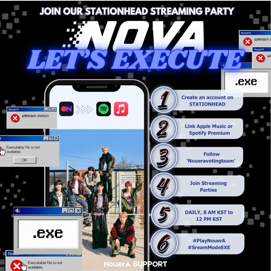 NouerASUPPORT's tweet photo. [🎵] STATIONHEAD ON AIR

NovAs let's turn STREAM MODE ON 🔛 #StreamModeEXE

We'll be on air from 8 AM KST ~ 12 PM KST

🔗 https://t.co/7zjUO8g2Im

#누에라 #NouerA #ヌエラ #exe https://t.co/2AupSAVrSy