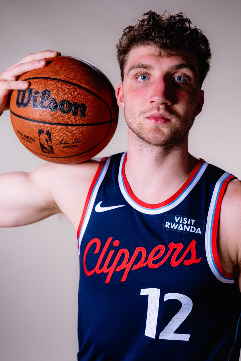 LAClippers's tweet photo. Nick Martinelli suited up in Clipper colors 🔴🔵 https://t.co/0KO3jmz70s