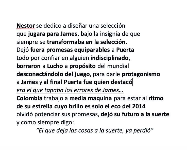 aalbertorl's tweet photo. @FCFSeleccionCol , @DavooXeneizeJRR , @PalabradeGolOK , @SVargasOK , @GolCaracol , @NestorLorenzo__ mi reflexión del mundial de la selección. https://t.co/Xz4q2krGKu