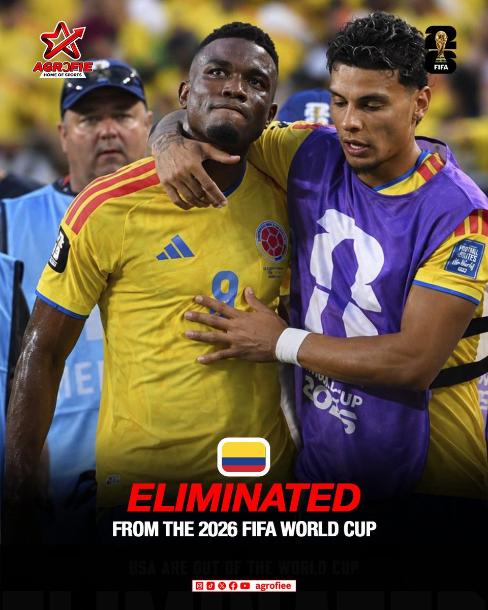agrofiee's tweet photo. 🇨🇴 COLOMBIA ARE ELIMINATED! Los Cafeteros bow out after a memorable World Cup campaign, showing resilience and quality throughout the tournament. 👏❤️ https://t.co/YkmDLGkTKP