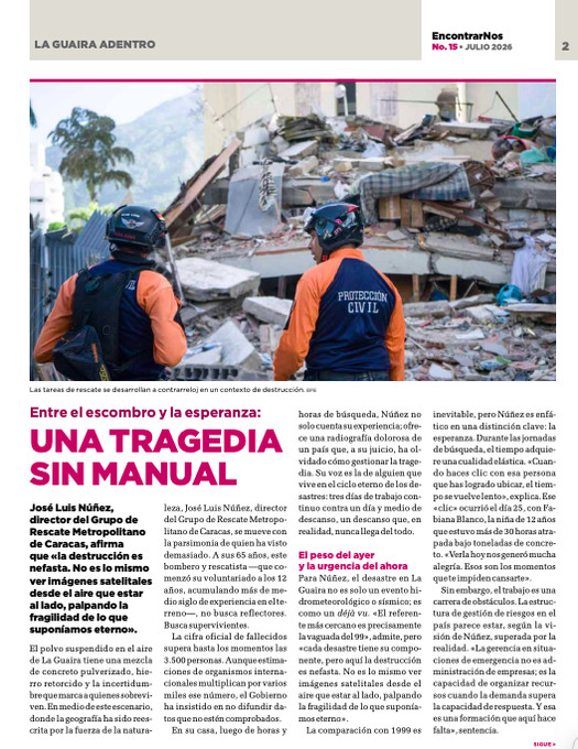 ForoCivicoVzla's tweet photo. Tragedia sin manual/ Dice José Luis Núñez, director Grupo de Rescate Metropolitano de Ccs:"No es lo mismo ver imágenes satelitales desde el aire que estar al lado, palpando la fragilidad de lo que suponíamos eterno". Más de la entrevista en #EncontrarNos👉https://t.co/ZLbLJy9BTv https://t.co/TzwsntO0JD