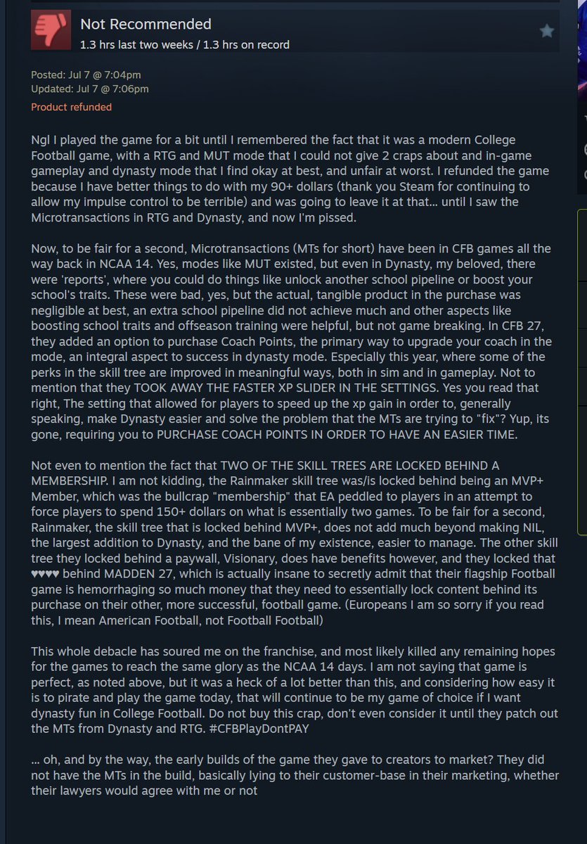 ItsTurstman's tweet photo. Doing my part in this debate, and yes I did refund my game before this trend began. #CFBPlayDontPay https://t.co/IrgVfMXvlE