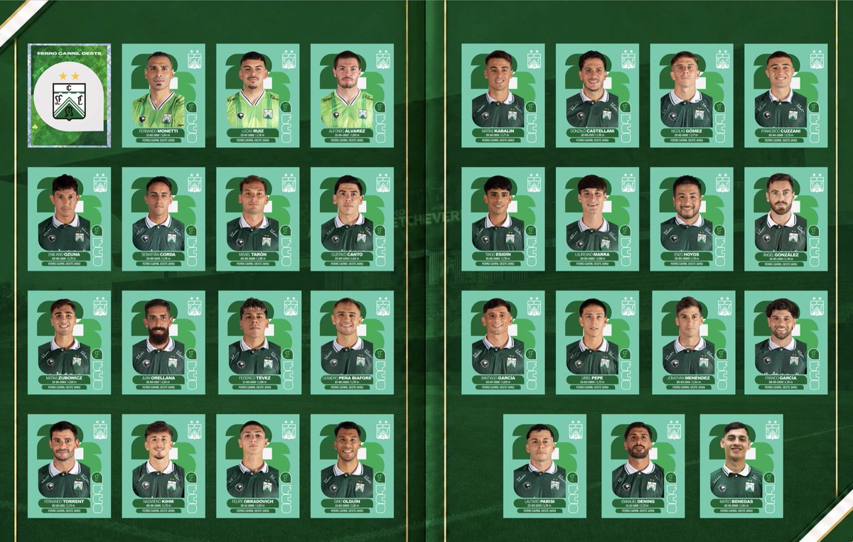 FerroOficial's tweet photo. 💚⚽ Nuestros jugadores, ahora en versión figurita.

🤩 Así luce la colección del plantel profesional 2026 https://t.co/BeD9Rl4RXe