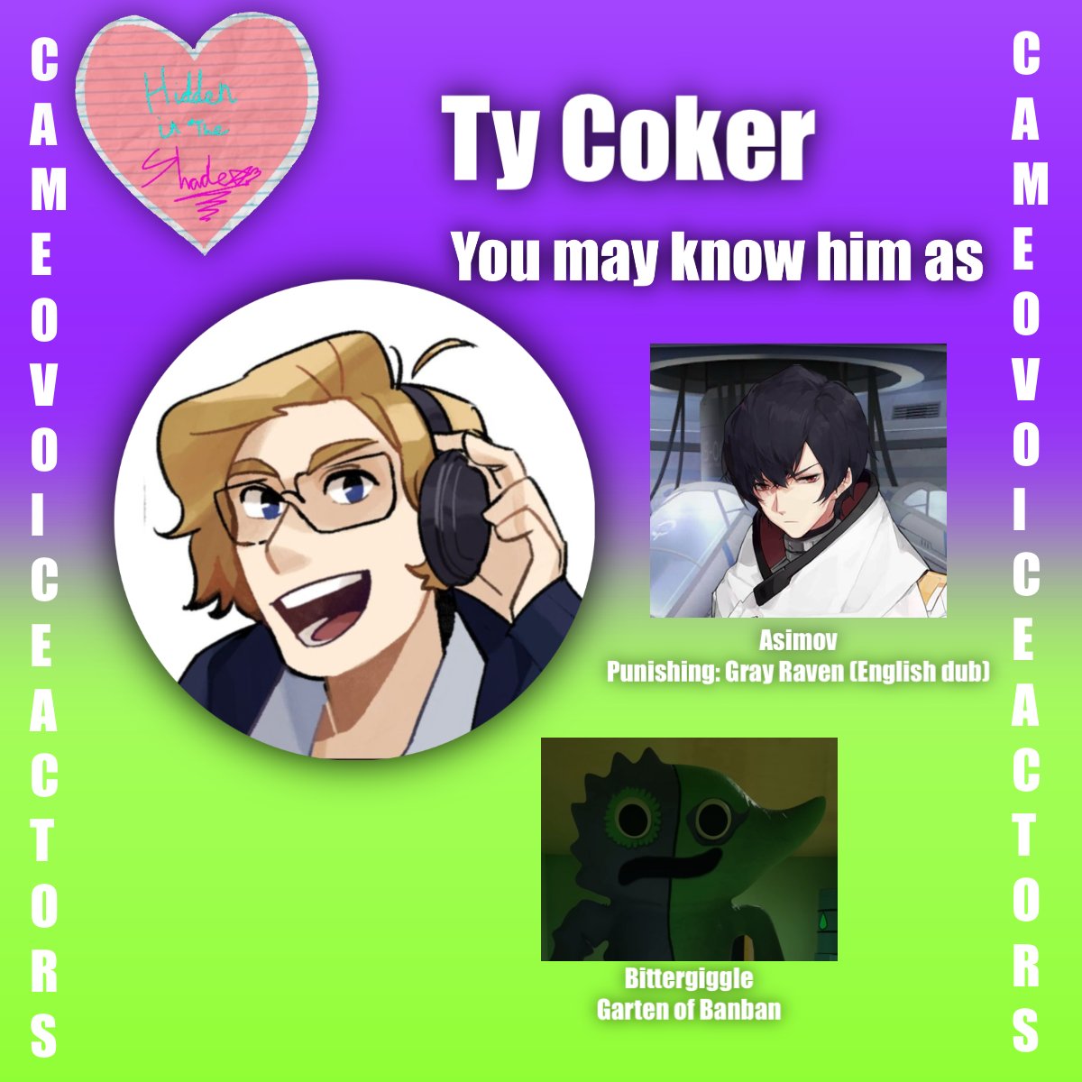 LukeAnimation09's tweet photo. I am SO HAPPY to announce the lead VAs and characters for Hidden In The Shade

@TyCokerVA as the Male Lead

And

@JennaOliverVA as the Female Lead

Thank you so much to everyone who auditioned and i hope you enjoy this project when it comes out

#hiddenintheshade #animation https://t.co/JnBLam7VET