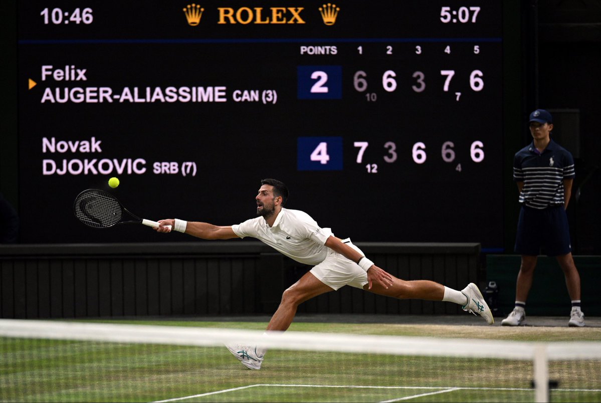 DjokerNole's tweet photo. My longest Wimbledon match ever. An unforgettable nightshift 💪 https://t.co/q0D10PVwFw