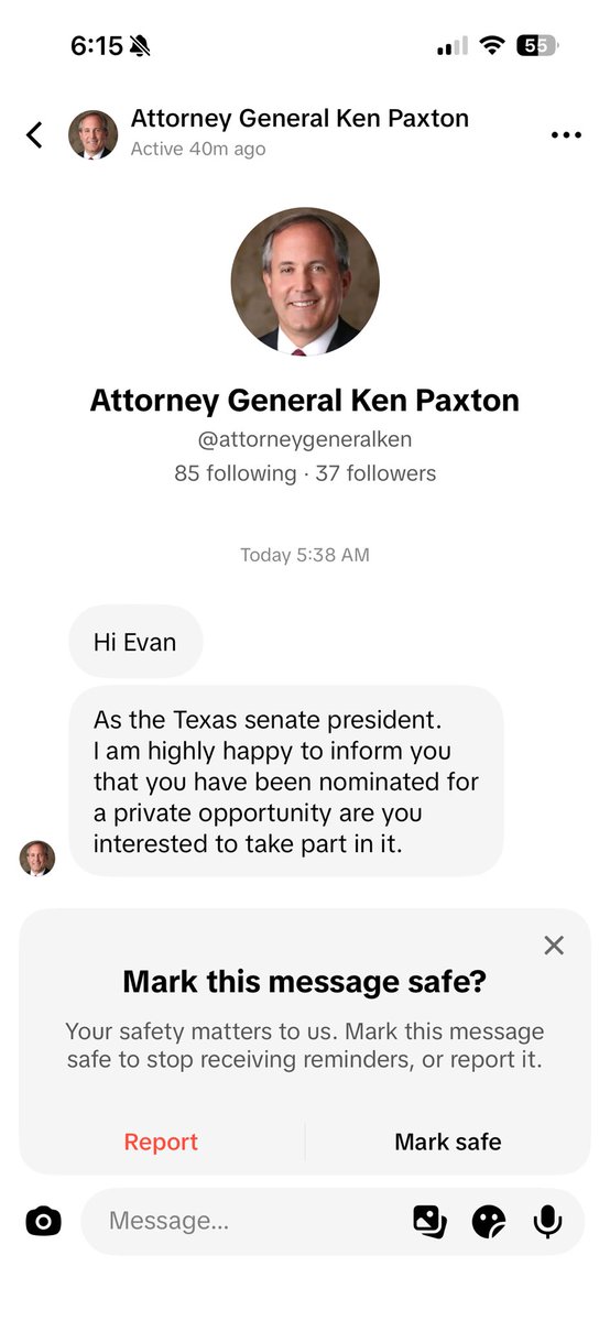 evan7257's tweet photo. I think I’m being catfished by Ken Paxton https://t.co/8reWpMCMw5
