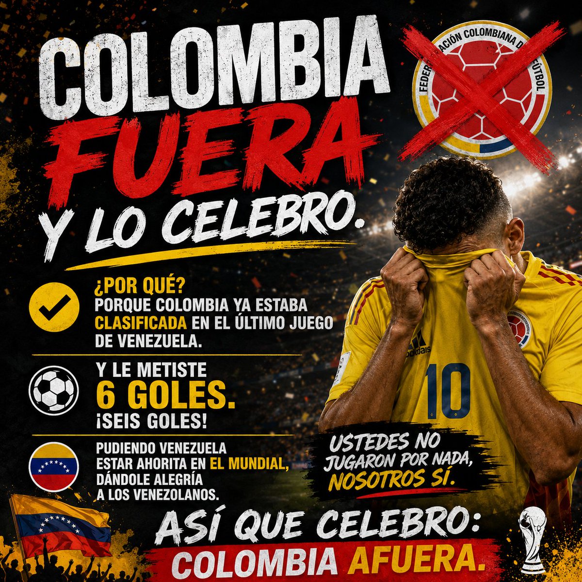 Cougar336's tweet photo. #VINOTINTO #VENEZUELA #WORLDCUP #COLOMBIA #FIFA https://t.co/UJZrASPRWG