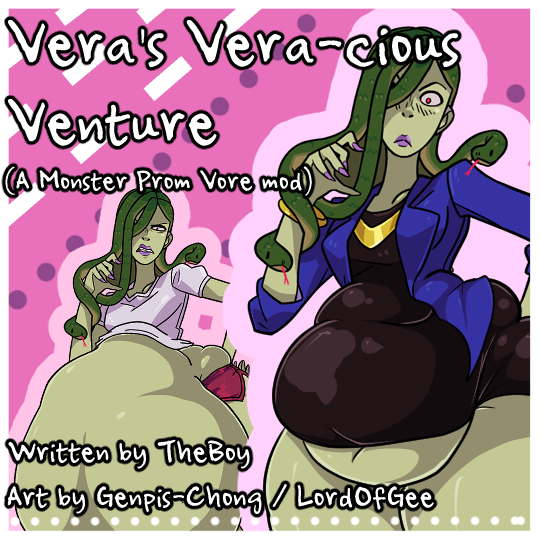 Genpis_Chong's tweet photo. Yo yo, I have a pretty big project to share with you guys!

Been working on a Monster Prom vore mod with my friend Artie and it's finally in a playable state, focuses on Vera eating people and getting fat.

Links in description! https://t.co/bepK1GJYja