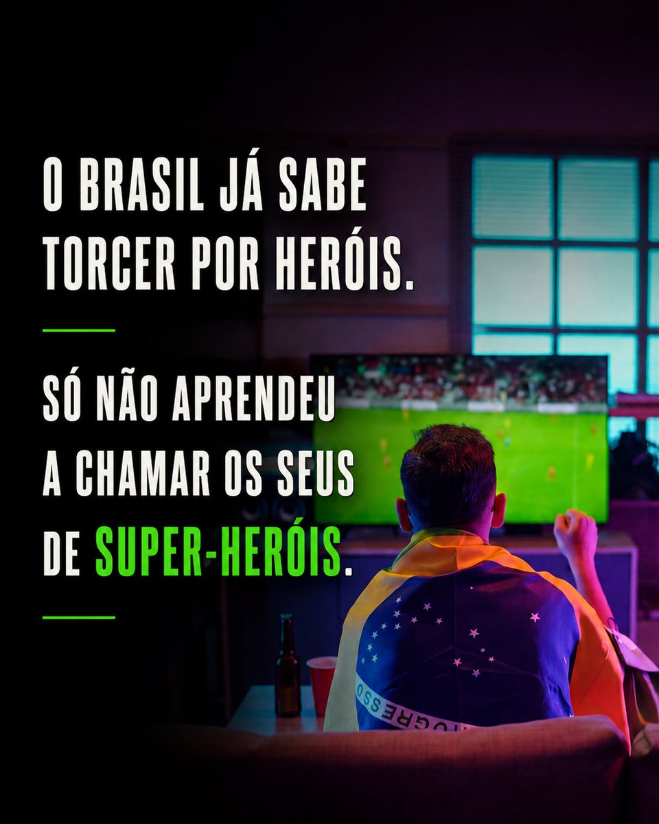 MeuHeroi's tweet photo. O Brasil já sabe acreditar em heróis.

A gente fez isso no futebol.
Fez isso na rua.
Fez isso na música.
Fez isso no improviso de quem transforma pouco em mundo.#HeroisBrazucas #CulturaPopBR https://t.co/wXYEIN1z2T