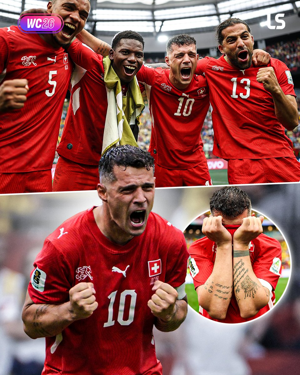 livescore's tweet photo. Pure passion from Granit Xhaka 😤

He’s led his nation to their first World Cup quarter-final in 72 years 🇨🇭👏 https://t.co/PhoPT1VmYj
